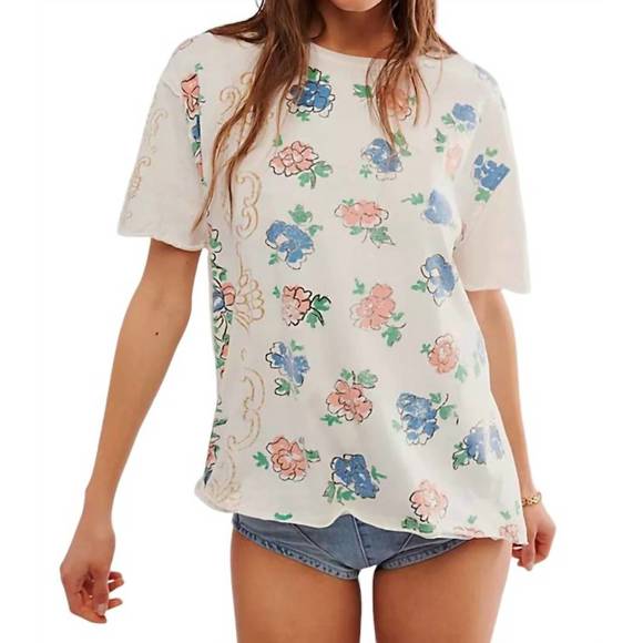 FREE PEOPLE Tops - NEW FREE PEOPLE boheme tee in ivory combo